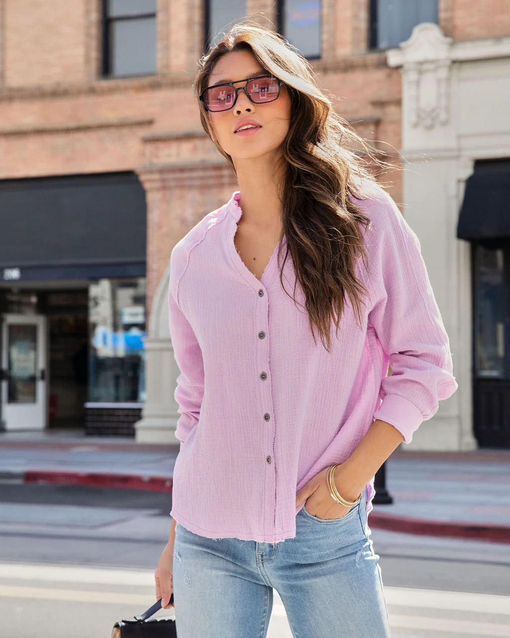 Pismo Ventures Textured Button Down Top - Image 2