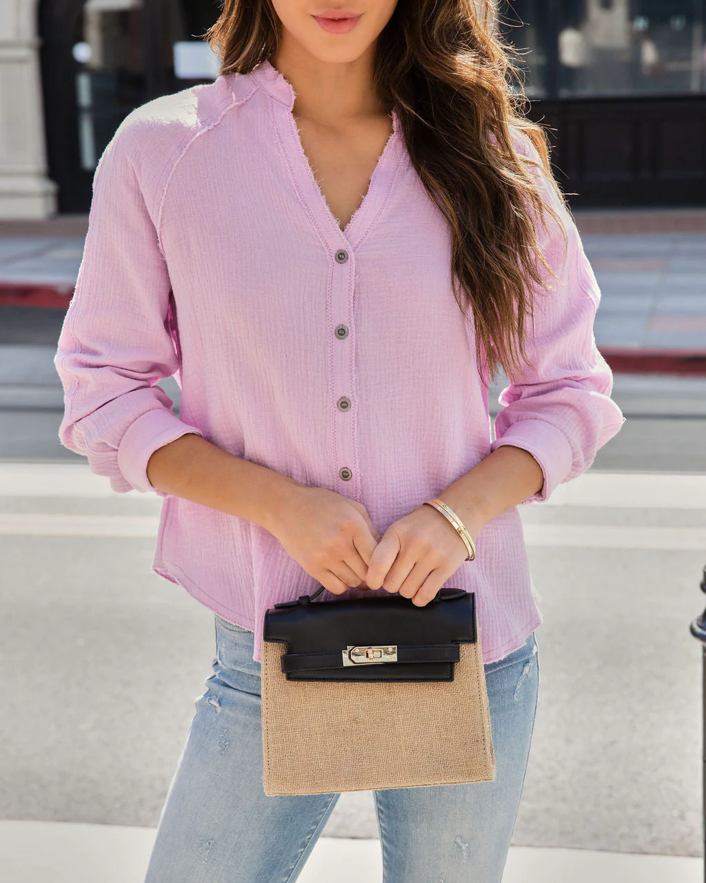 Pismo Ventures Textured Button Down Top - Image 3