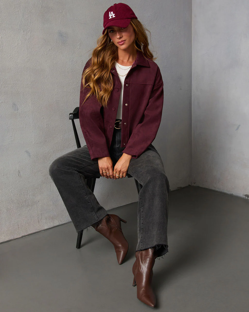 Plum Skies Suede Front Button Shirt Jacket - Image 6