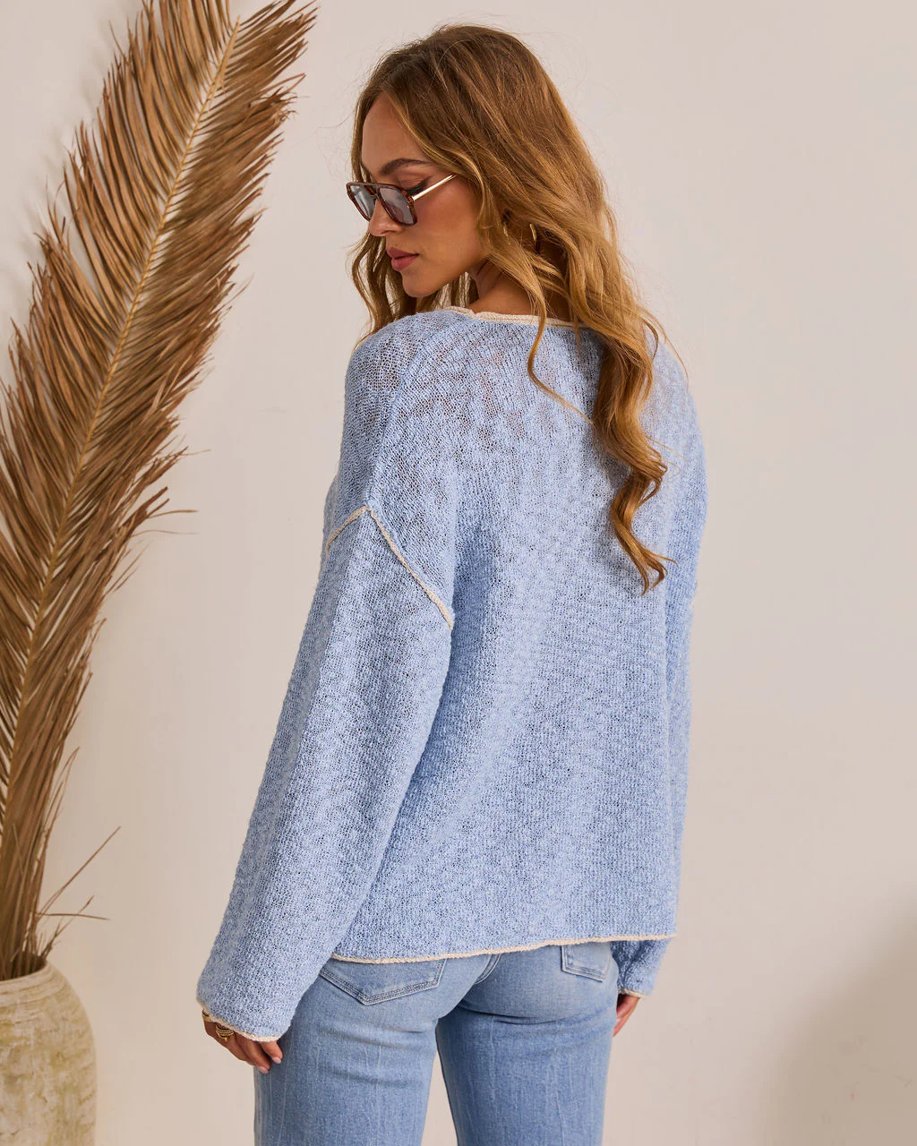 Plush Horizon Off The Shoulder Contrast Trim Sweater - Image 4