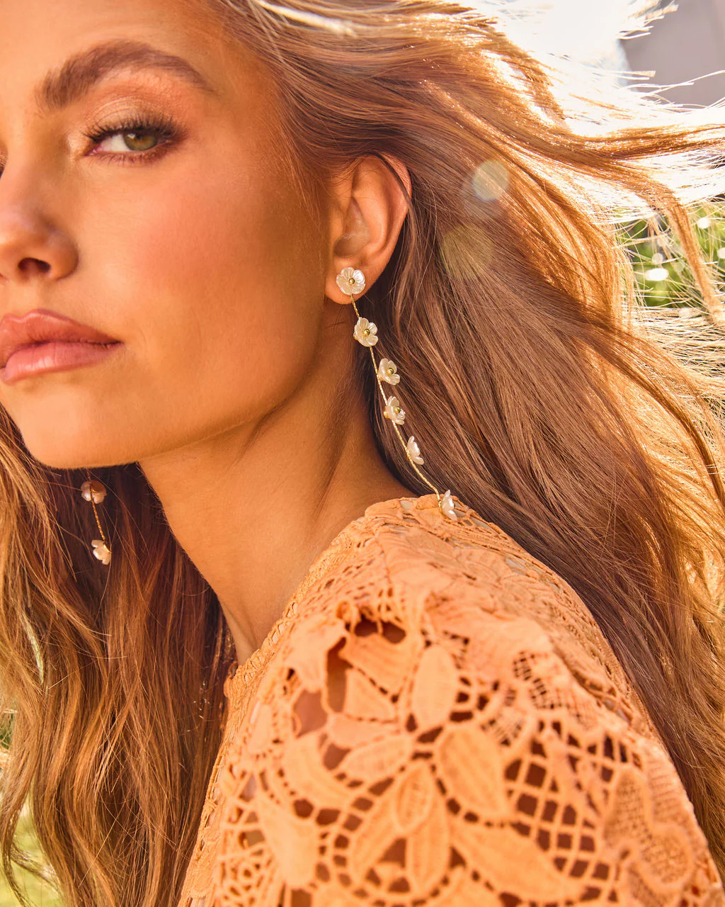 Poised Bloom Floral Drop Earrings - Image 3