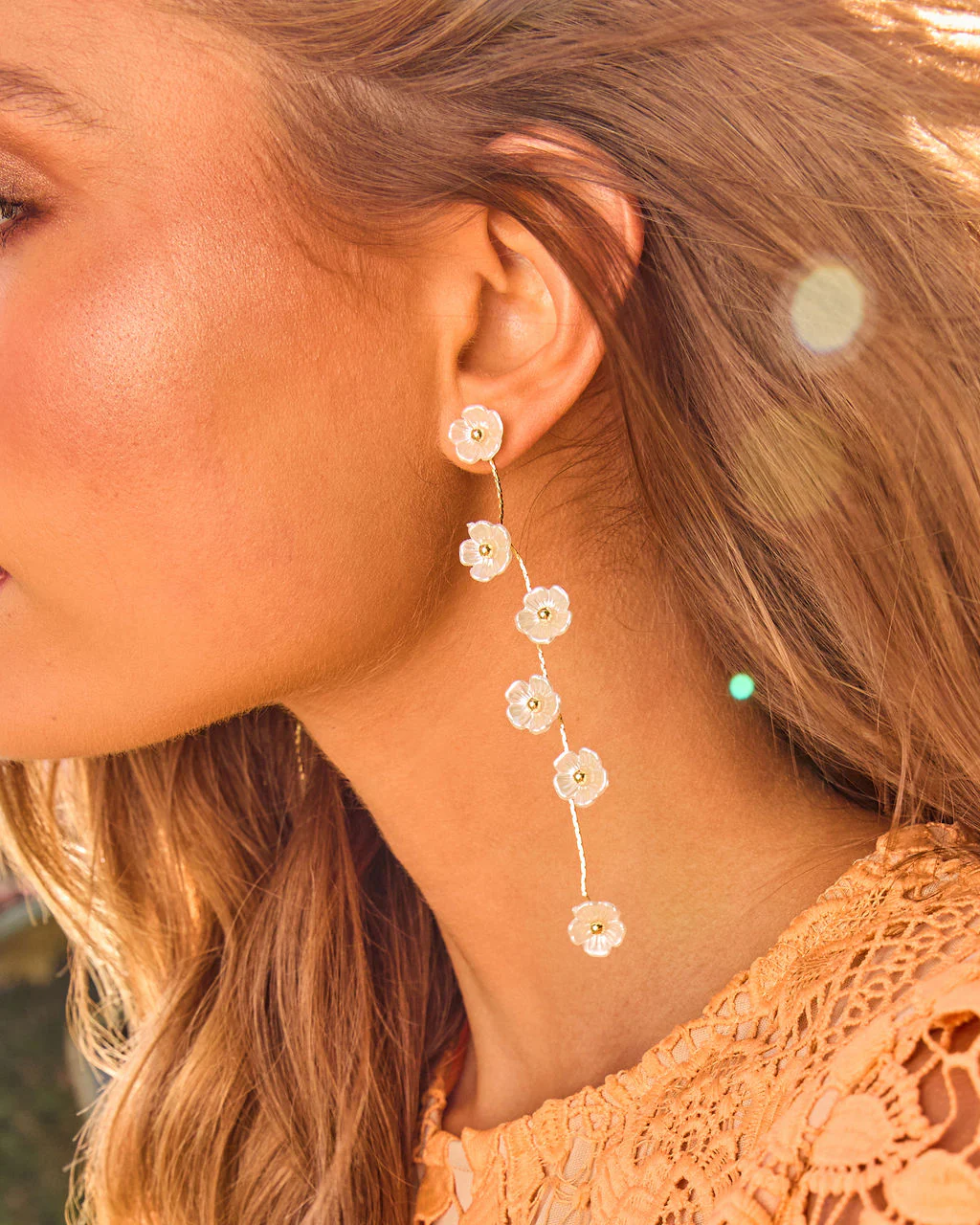 Poised Bloom Floral Drop Earrings - Image 4