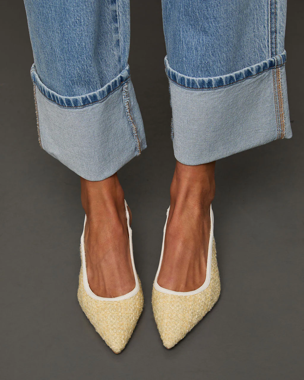 Poised Moment Tweed Slingback Kitten Heels