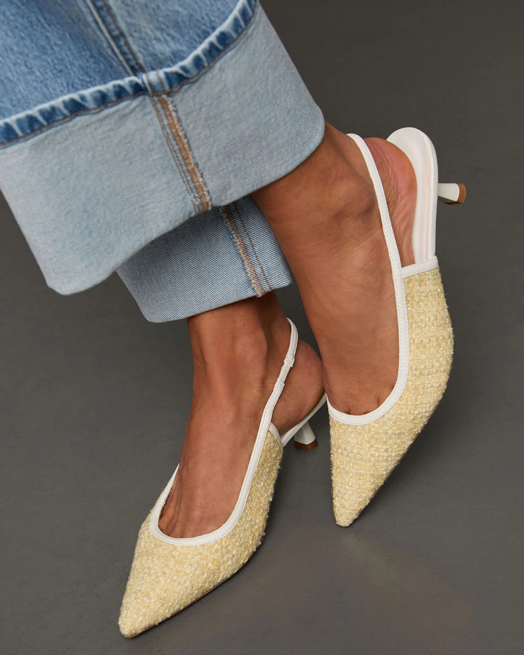 Poised Moment Tweed Slingback Kitten Heels - Image 5