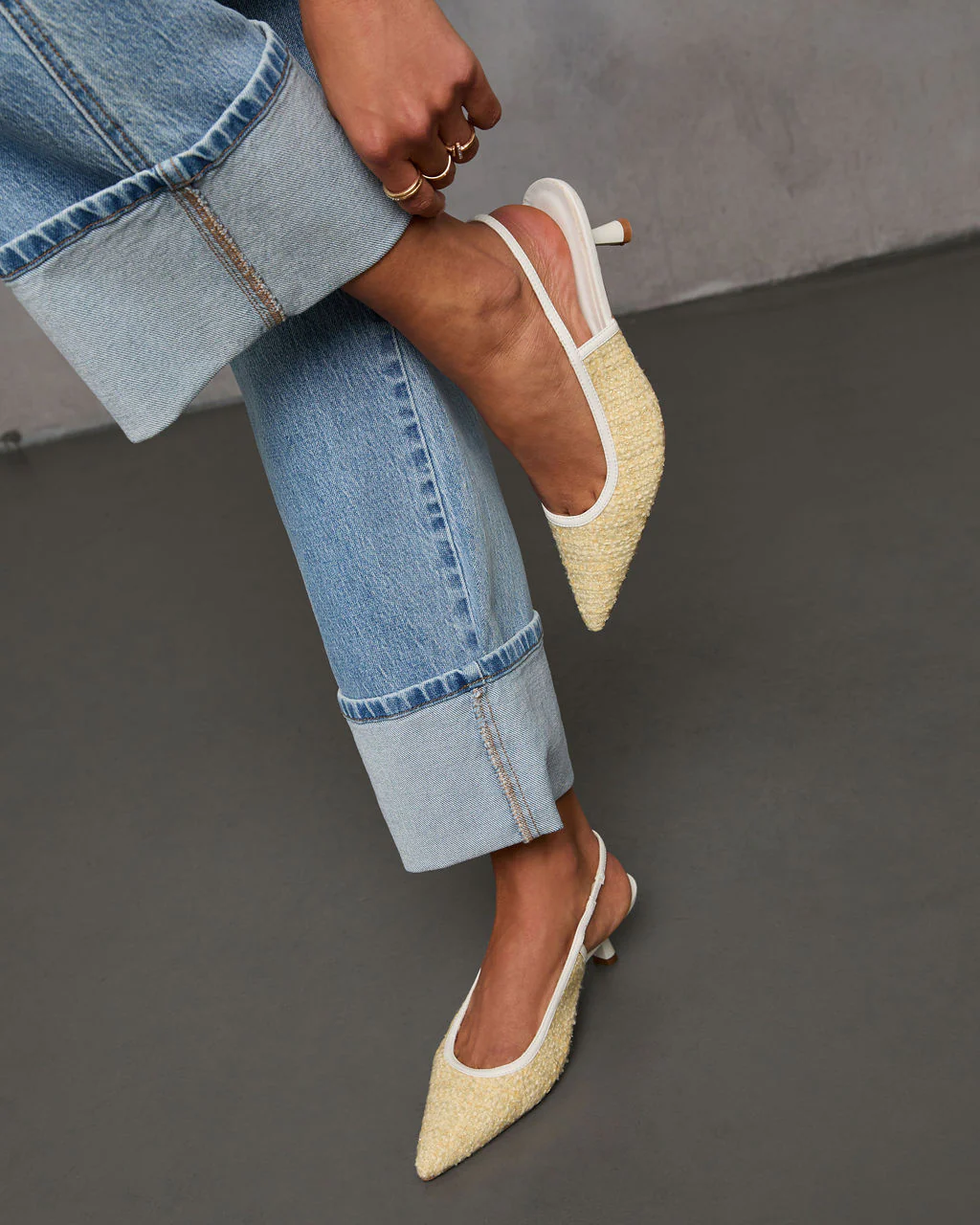Poised Moment Tweed Slingback Kitten Heels - Image 6