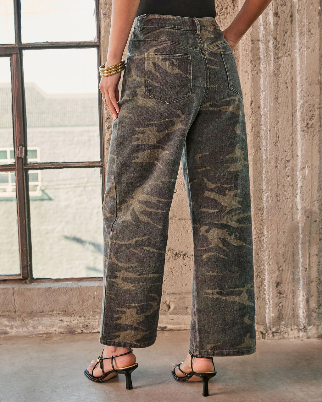 Polished Combat Rigid Straight Leg Camo Print Jeans - Image 4