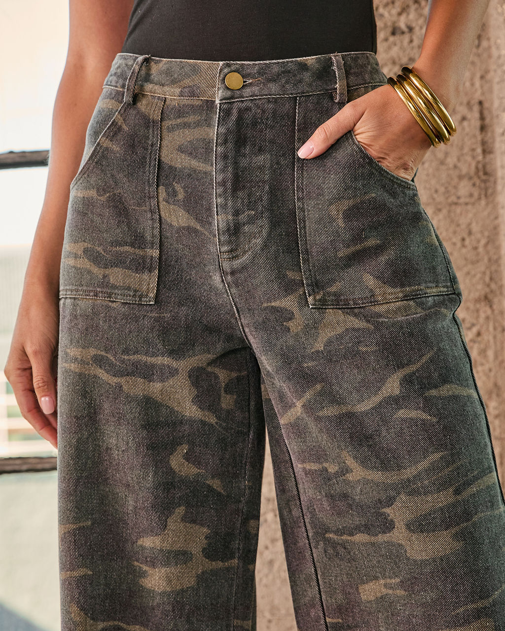 Polished Combat Rigid Straight Leg Camo Print Jeans - Image 6