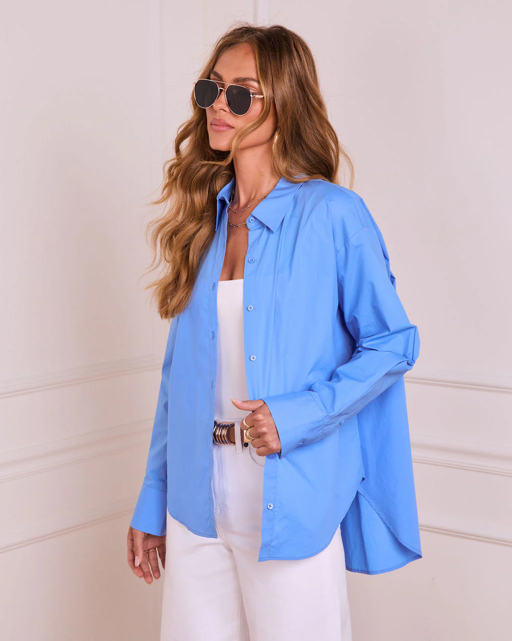 Polished Moment Cotton Button Down Top - Image 3