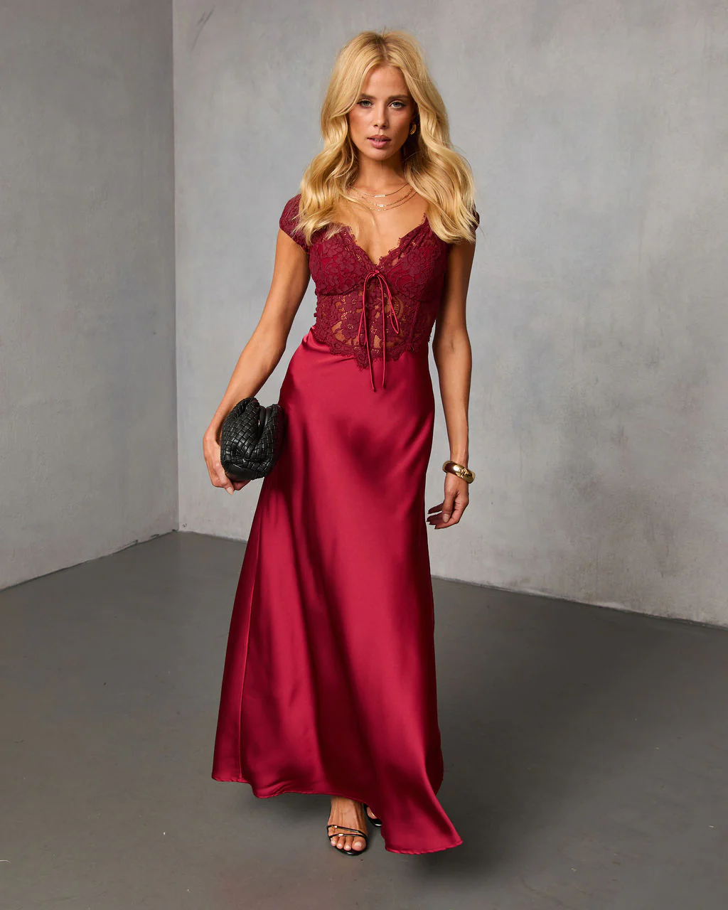 Polished Romance Lace Satin Maxi Dress - Image 6