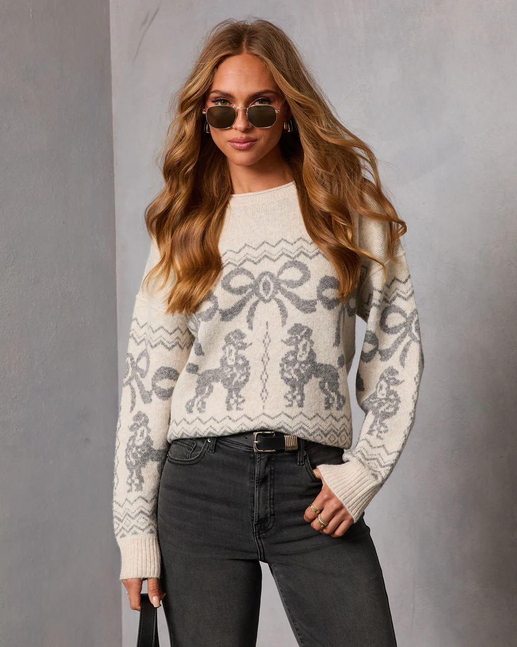 Poodle Ribbon Dream Novelty Fair Isle Sweater - Image 5