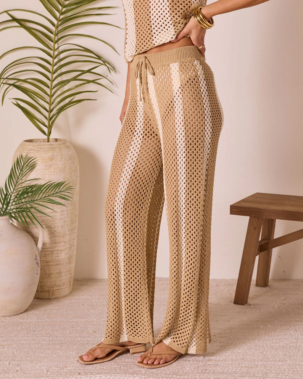Poolside Daydream Striped Crochet Cover Up Pants - Image 3