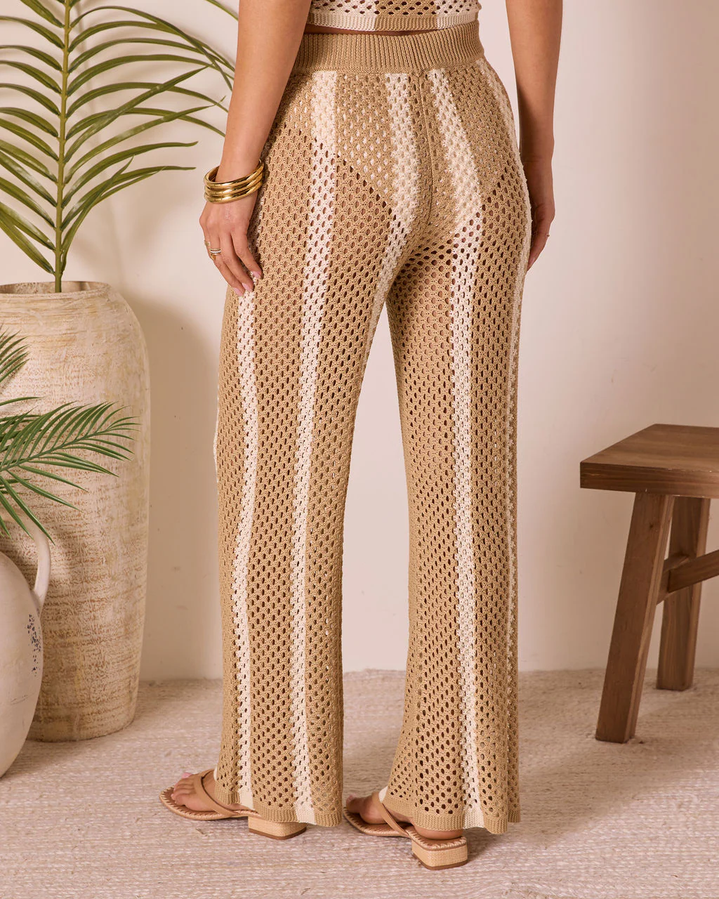 Poolside Daydream Striped Crochet Cover Up Pants - Image 4