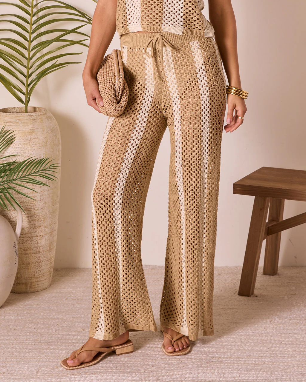 Poolside Daydream Striped Crochet Cover Up Pants - Image 5