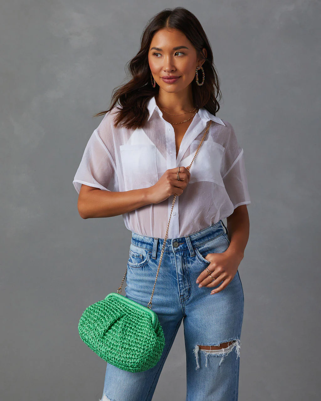 Poolside Straw Pouch Clutch - Image 11