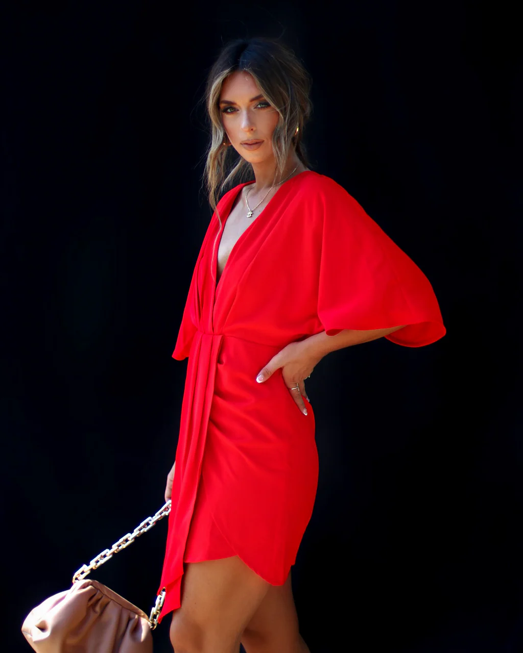 Porticia V-Neck Mini Dress - Image 3