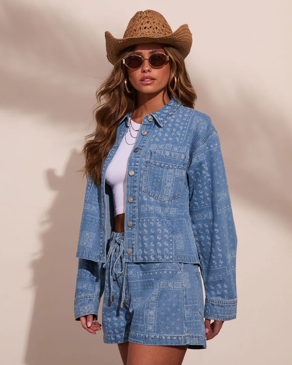 Prairie Canyon Paisley Denim Button Down Top - Image 3