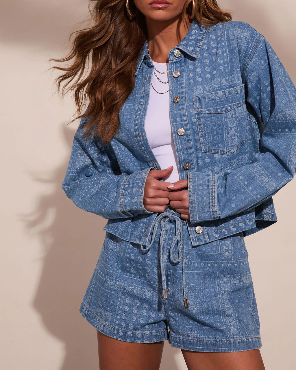 Prairie Canyon Paisley Denim Button Down Top - Image 5