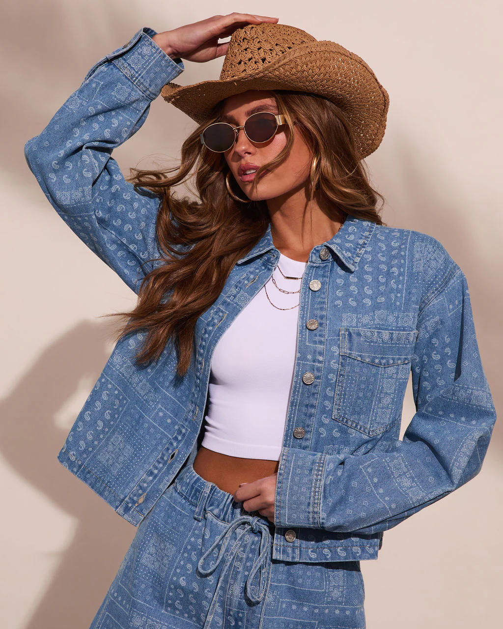 Prairie Canyon Paisley Denim Button Down Top - Image 6