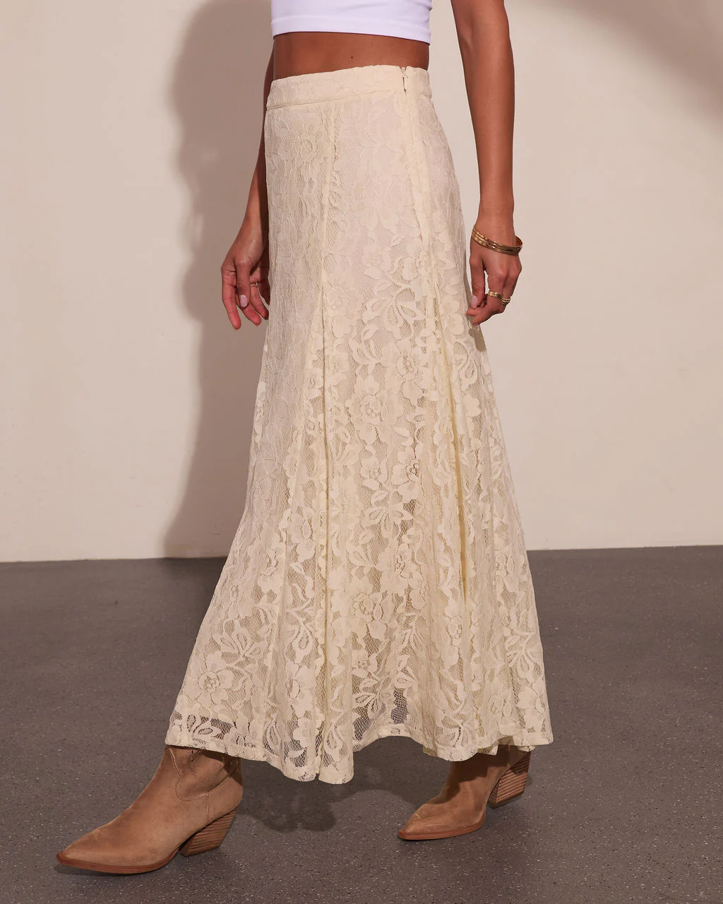 Prairie Spell Floral Lace Maxi Skirt - Image 3