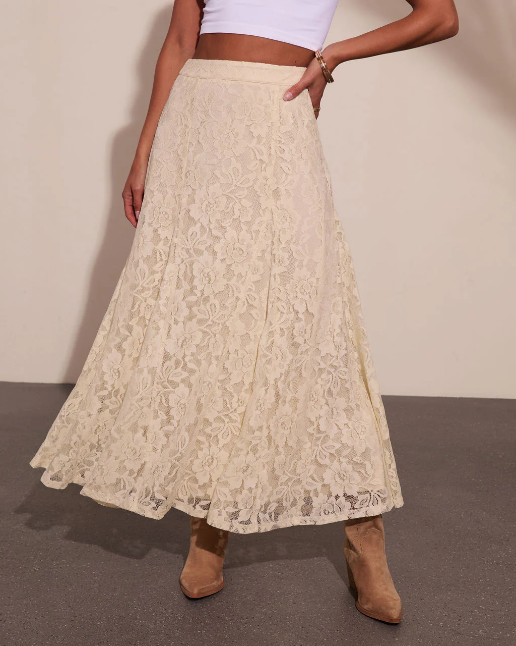 Prairie Spell Floral Lace Maxi Skirt - Image 5