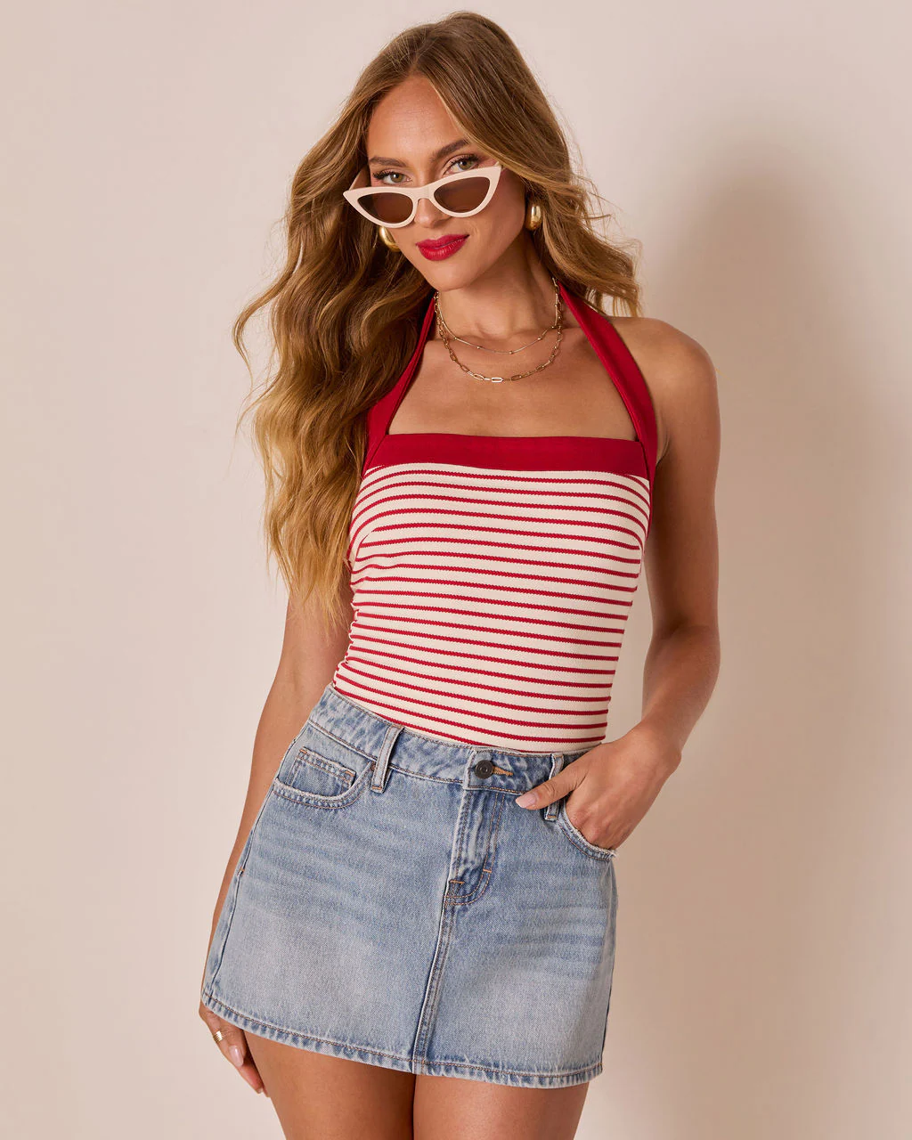 Preslie Striped Halter Neck Tank - Image 5