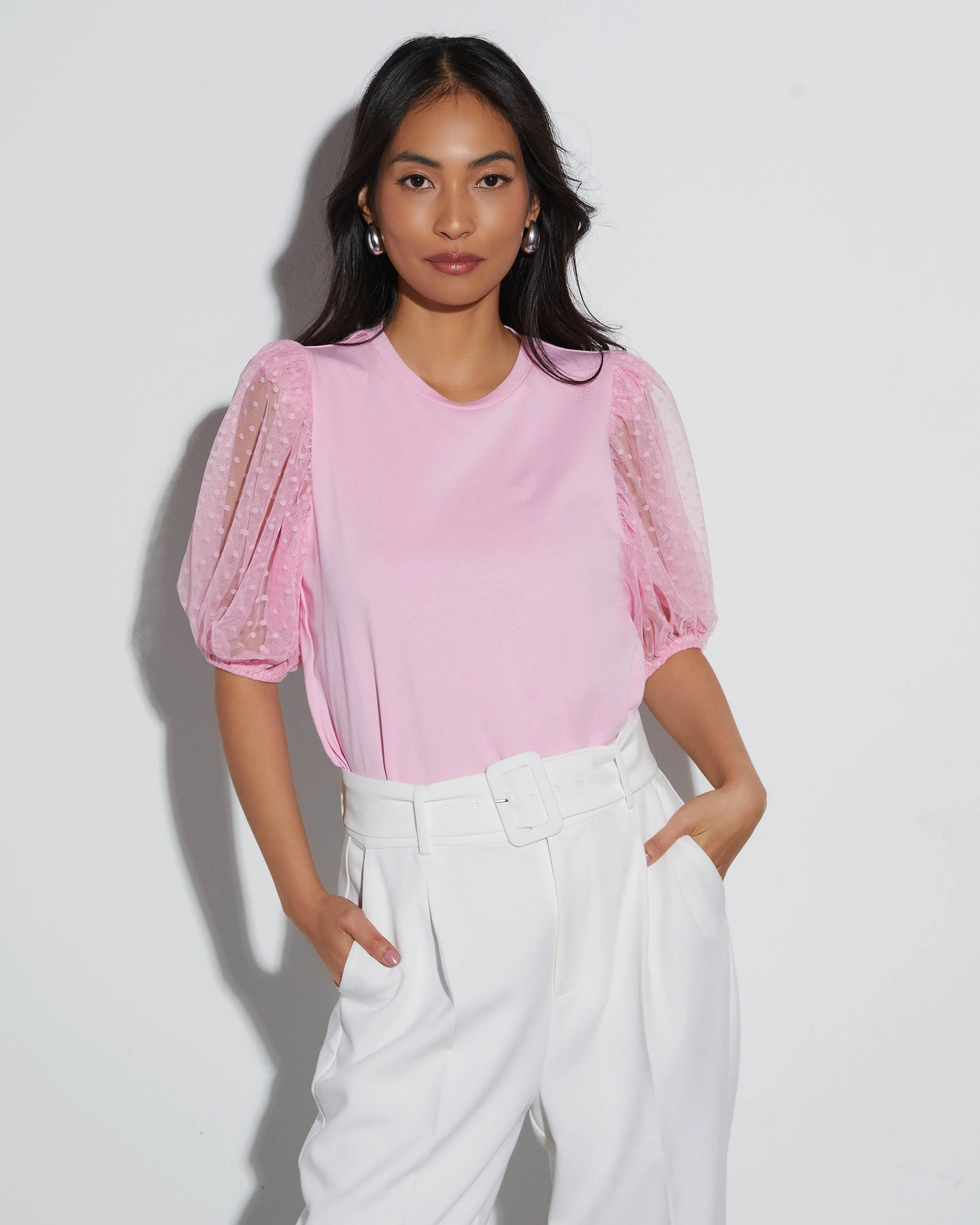 Prim And Proper Tulle Puff Sleeve Top - Image 5
