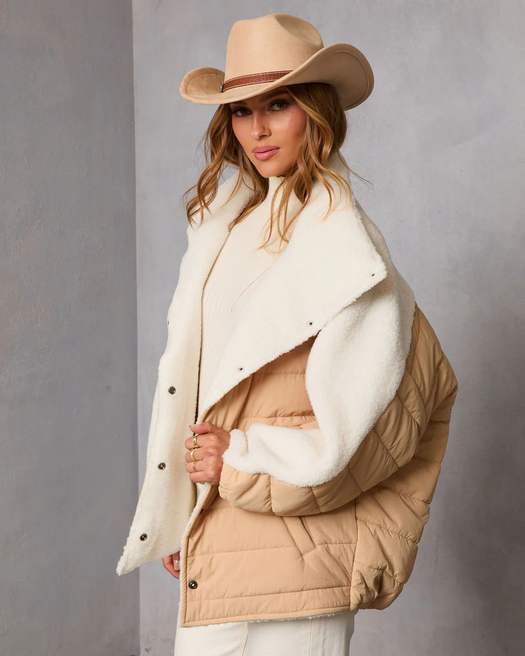 Malrin Sherpa Lined Contrast Puffer Coat - Image 3