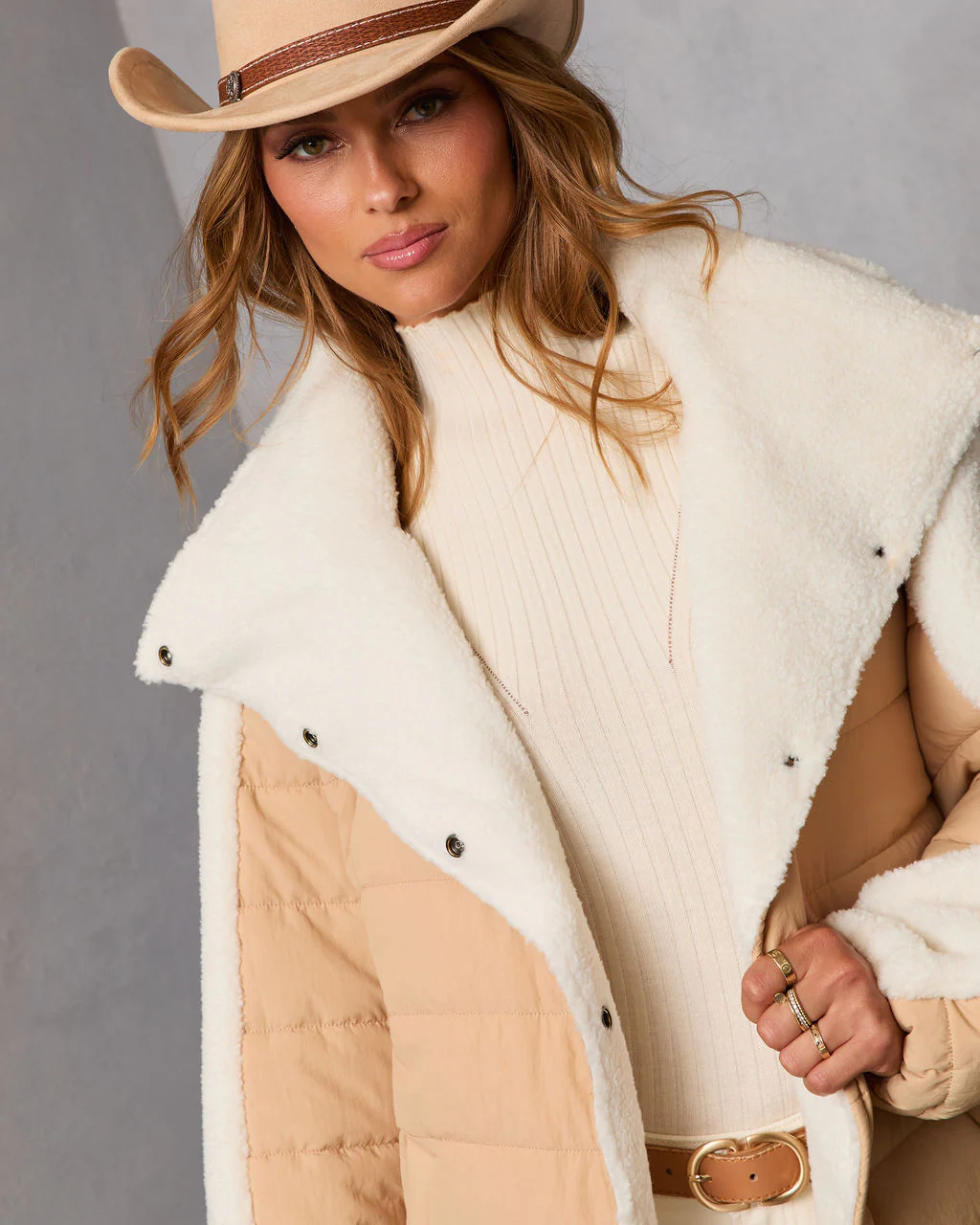 Malrin Sherpa Lined Contrast Puffer Coat - Image 6