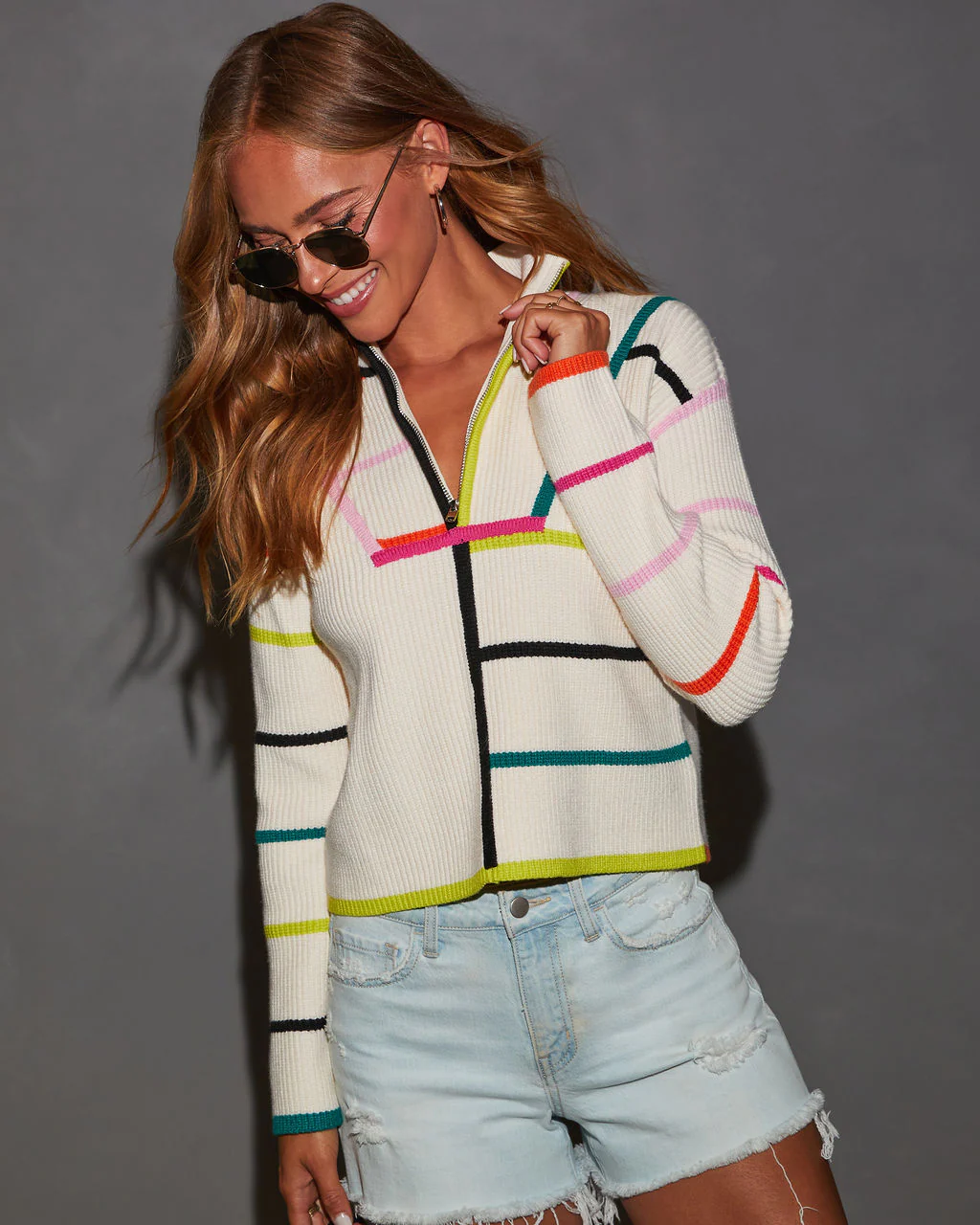 Starting Line Quarter Zip Stripe Sweater - Image 3