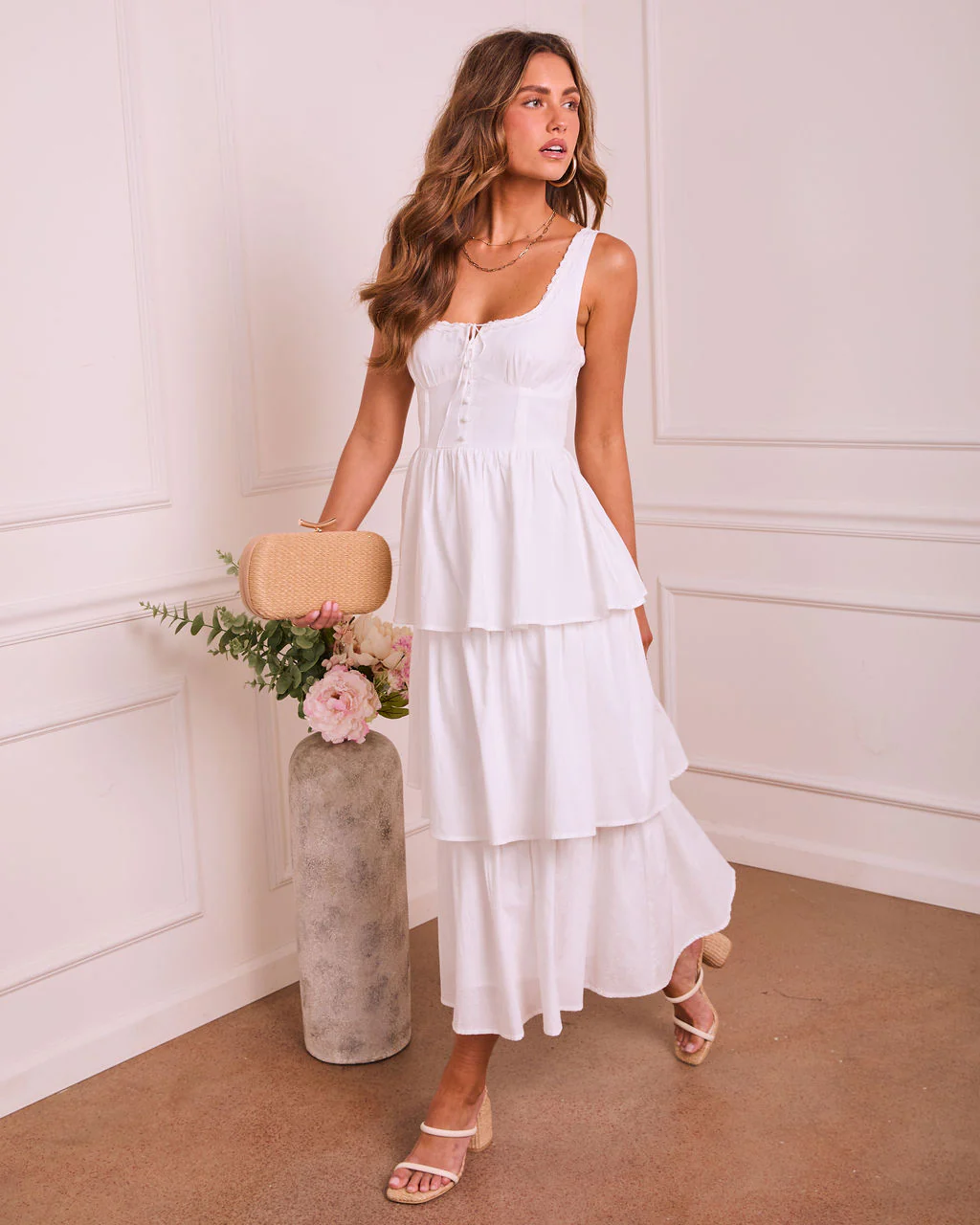 Raminah Tiered Linen Maxi Dress - Image 3