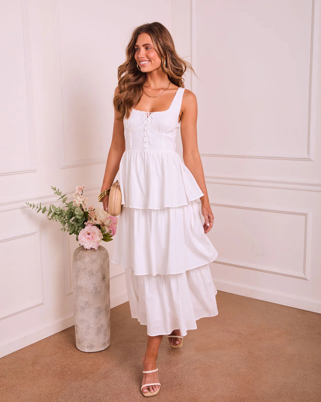 Raminah Tiered Linen Maxi Dress - Image 6