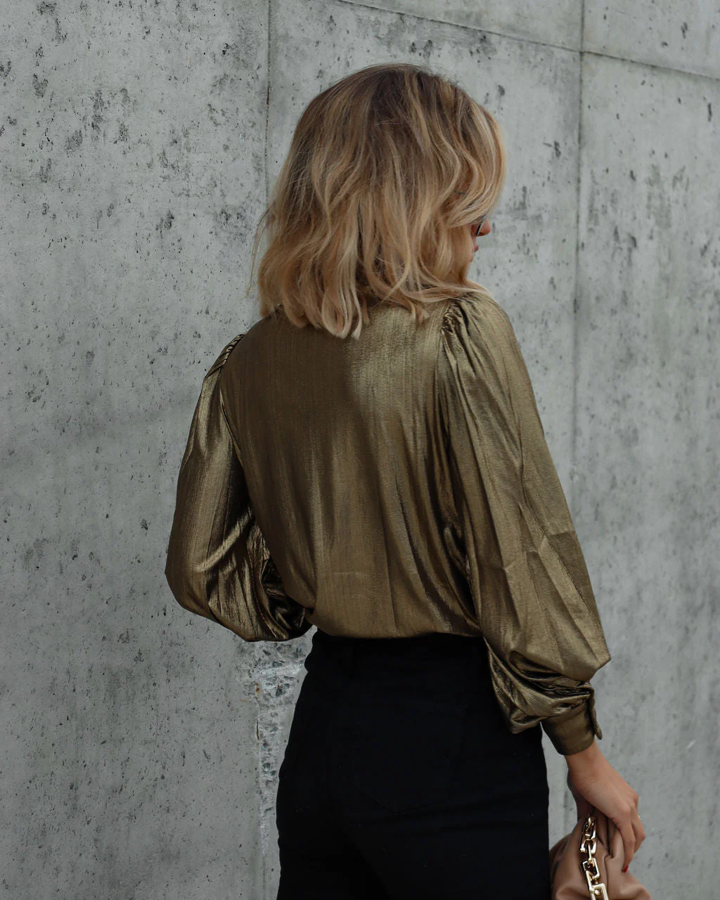 Raquel Metallic Button Down Top - Image 4