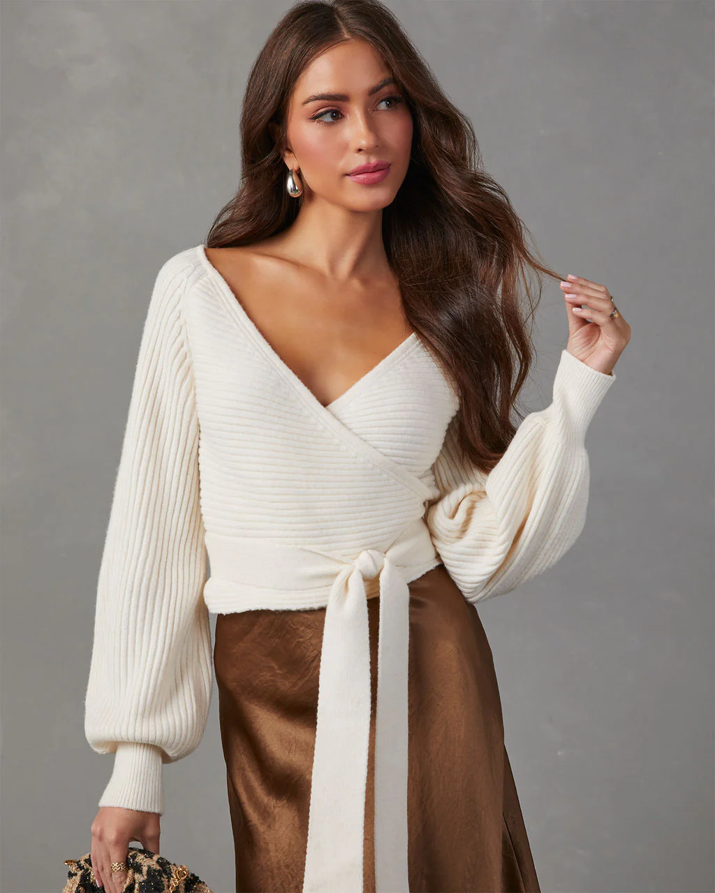 Rayna Cropped Wrap Sweater - Image 5