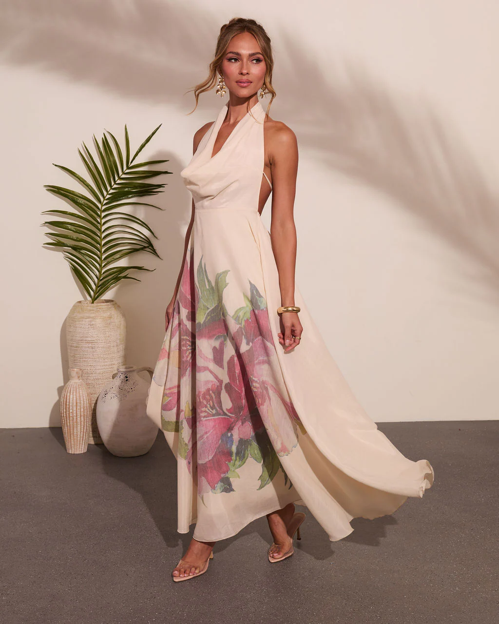 Raynah Floral Print Cowl Neck Maxi Dress - Image 3