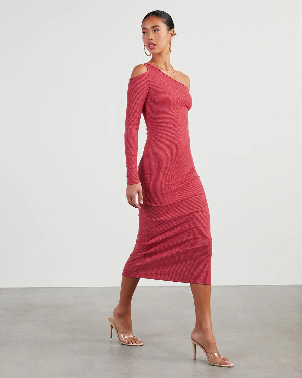 Regina Cutout One Shoulder Knit Midi Dress - Image 3