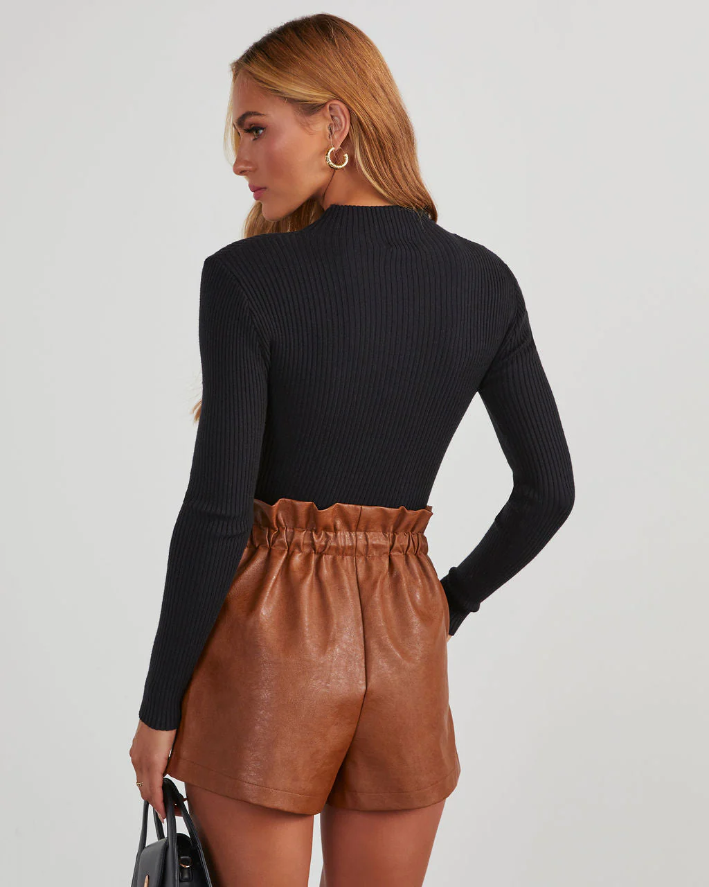 Reiko Faux Leather Paperbag Shorts - Image 3