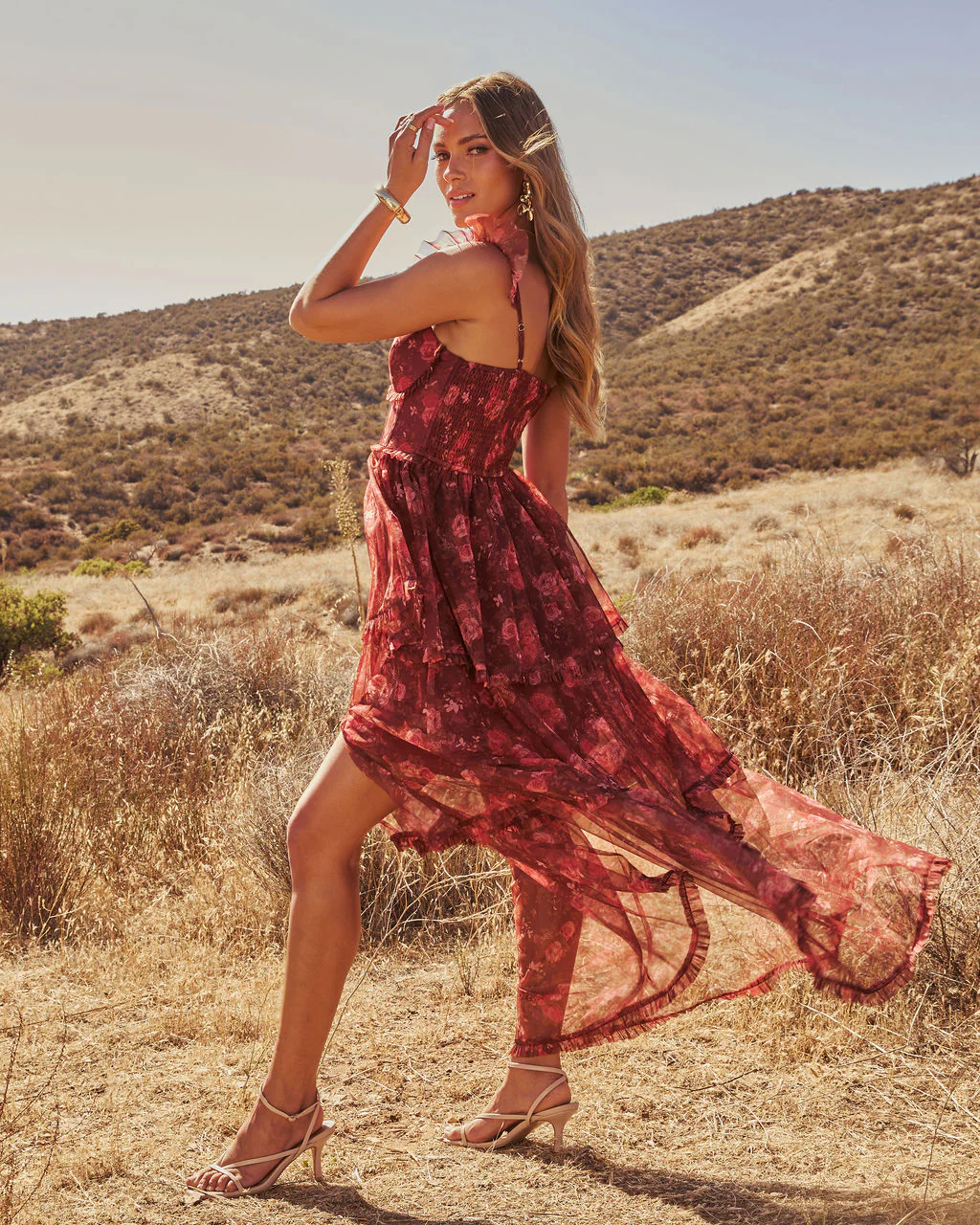 Reina Tiered Mesh Floral Maxi Dress - Image 22