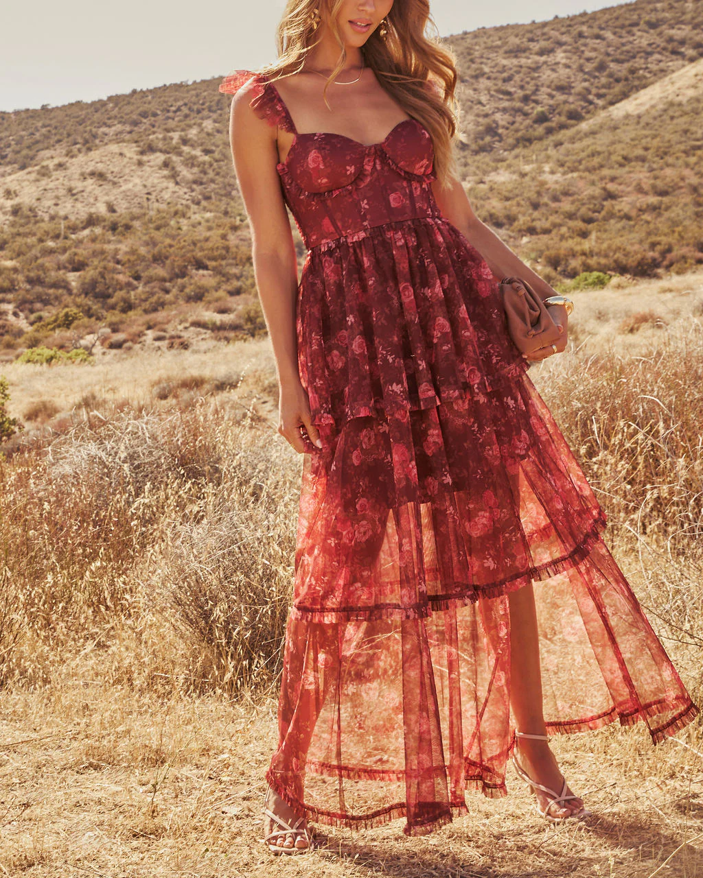 Reina Tiered Mesh Floral Maxi Dress - Image 24