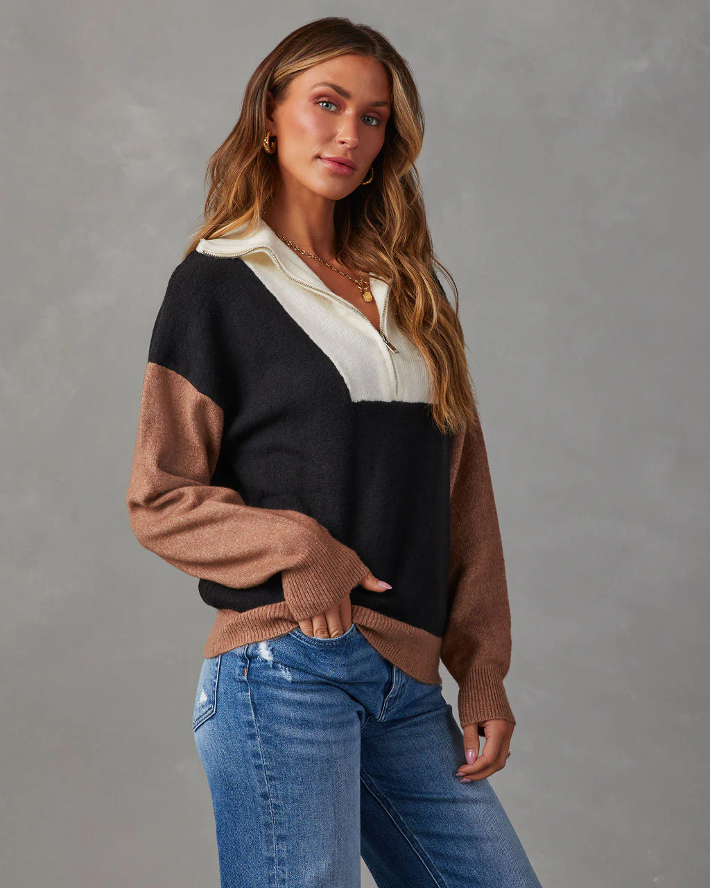 Reiss Colorblock Half Zip Sweater - Image 3