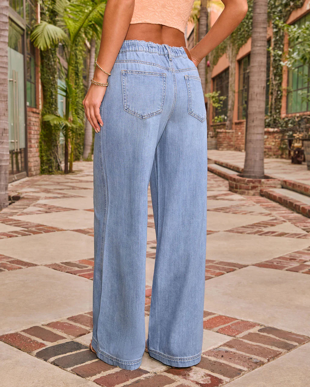 Remieh Stretch High Rise Wide Leg Drawstring Jeans - Image 4