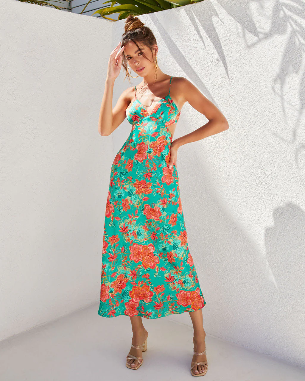 Renelle Satin Cutout Midi Dress - Image 2
