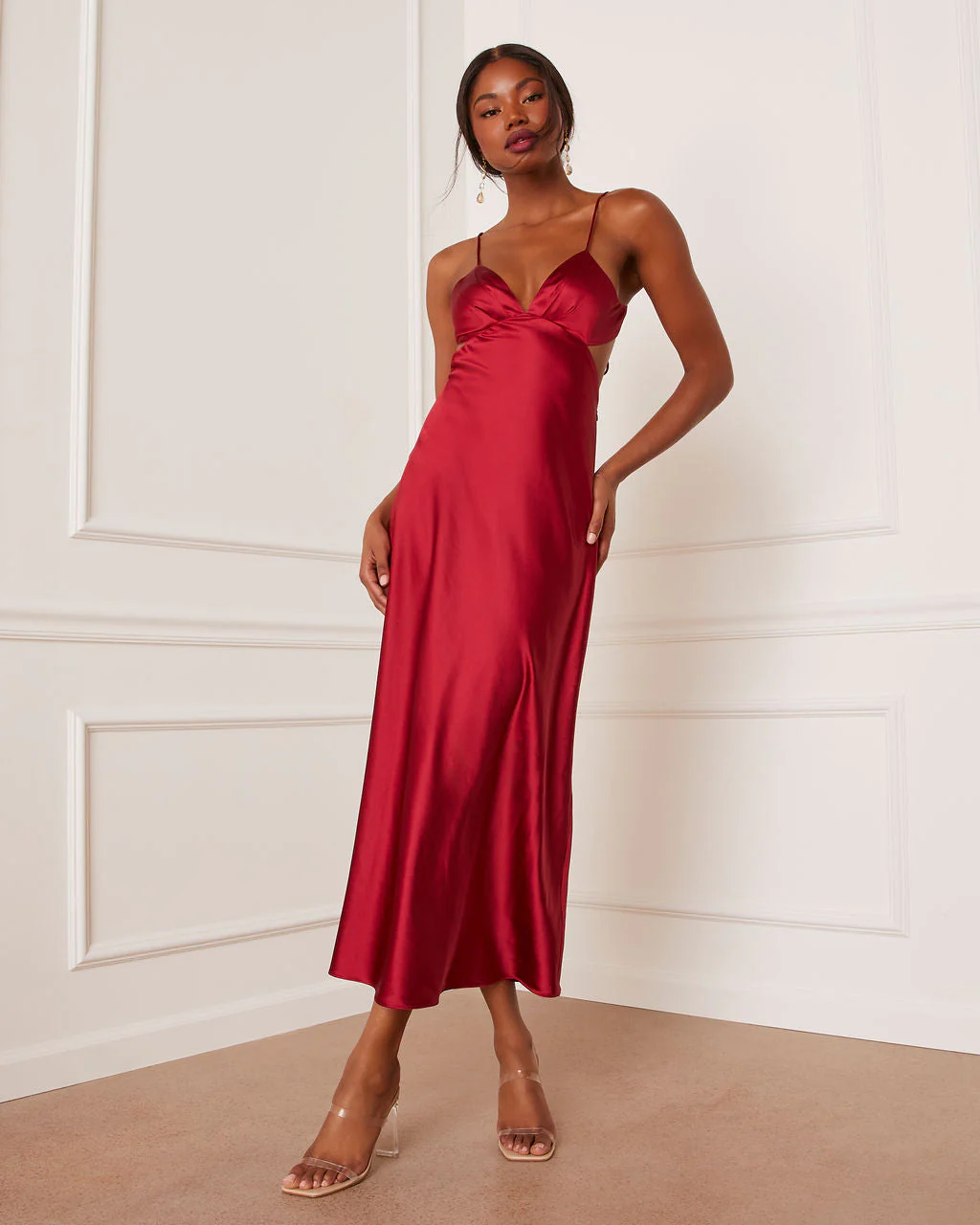 Renelle Satin Cutout Midi Dress - Image 5