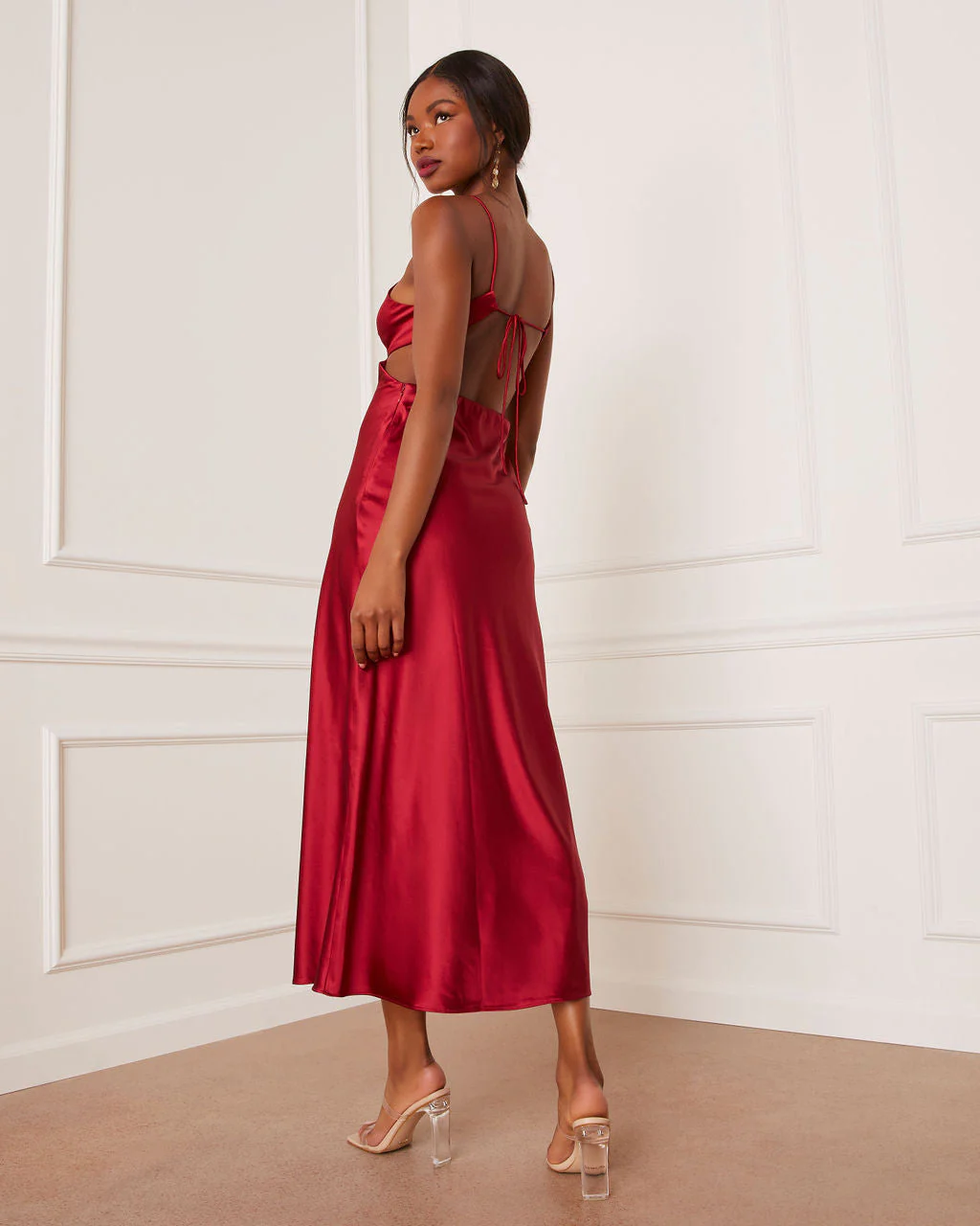 Renelle Satin Cutout Midi Dress - Image 6