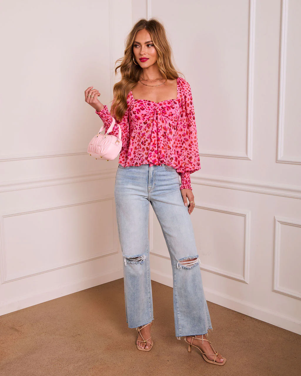 Heart Reservation Printed Bust Tie Top - Image 2