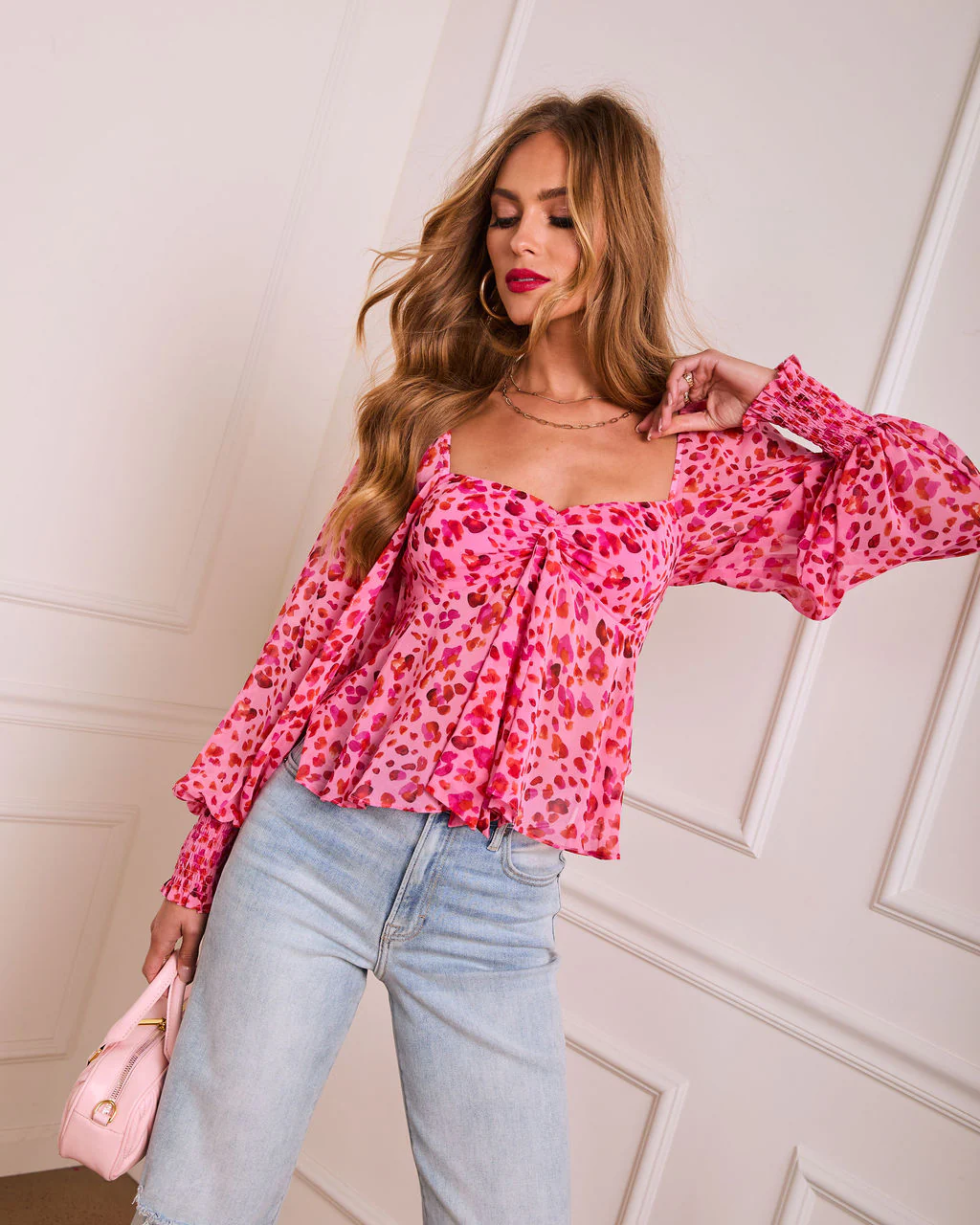 Heart Reservation Printed Bust Tie Top - Image 5