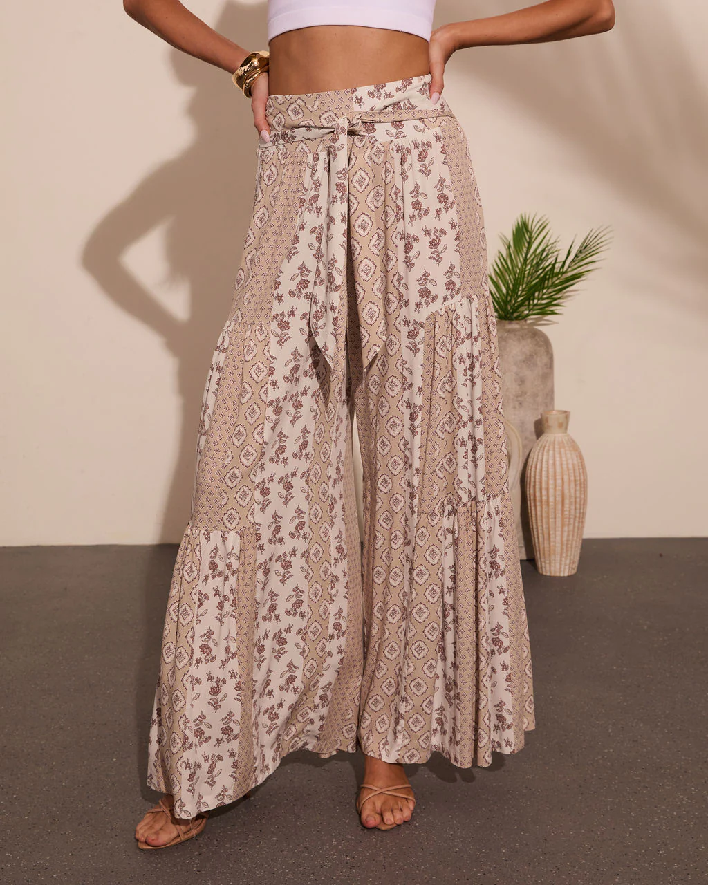Resort Edit Abstract Print Waist Tie Pants - Image 2