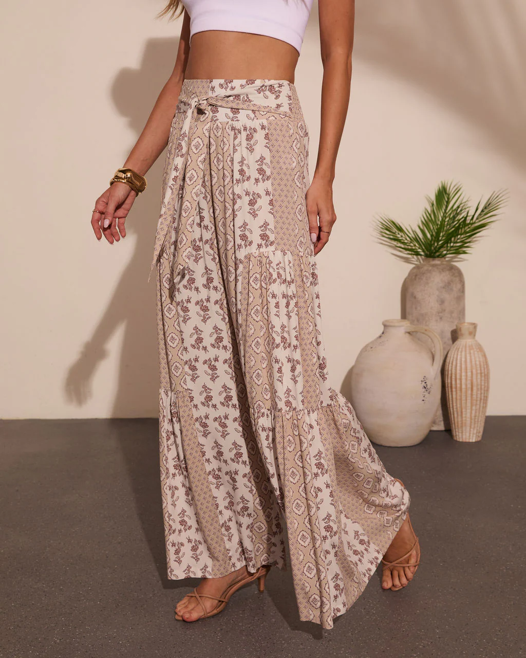 Resort Edit Abstract Print Waist Tie Pants - Image 3