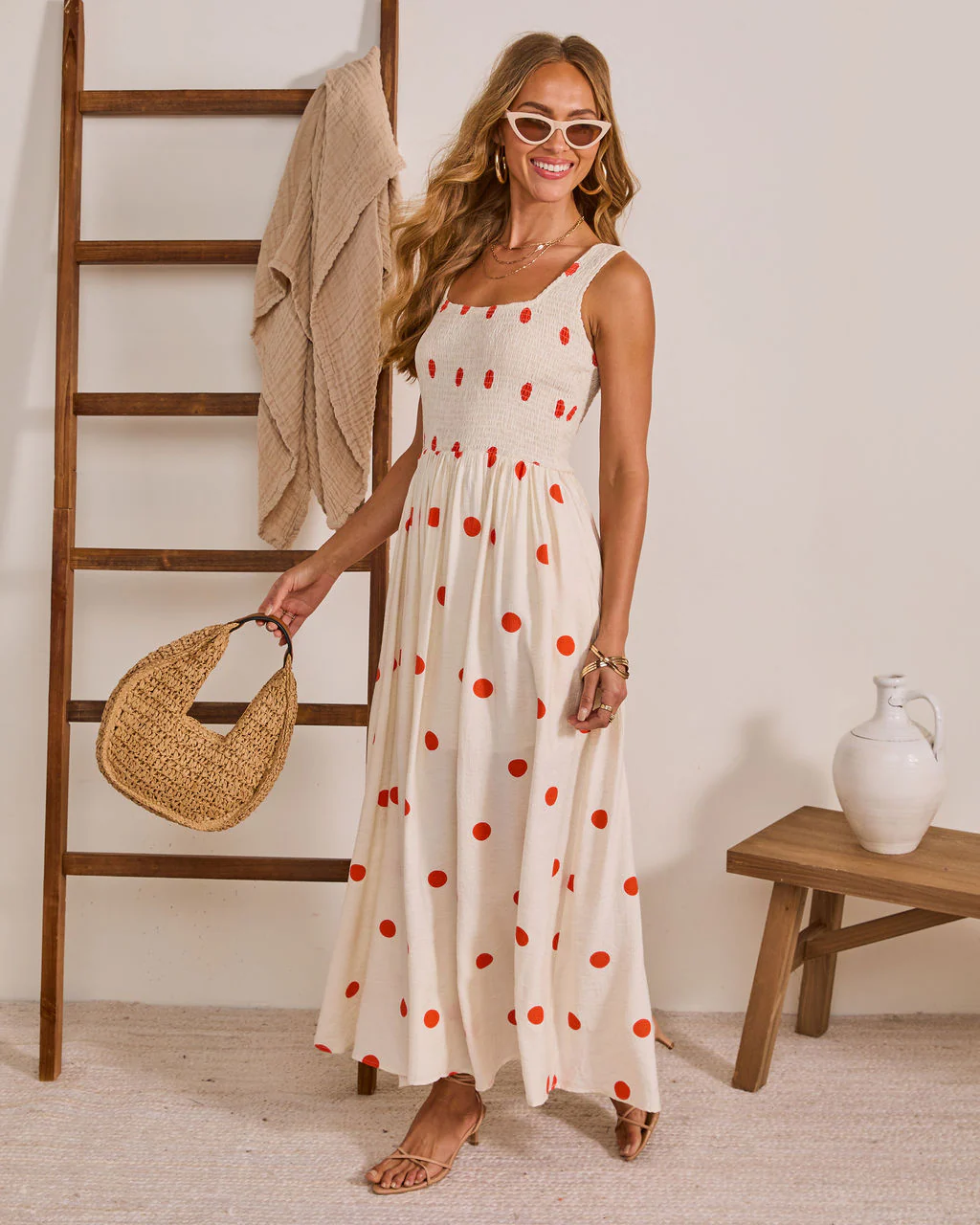 Retro Daydream Polka Dot Maxi Dress - Image 3