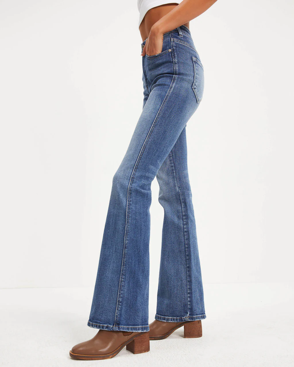 Retro High Rise Bell Bottom Denim - Image 5