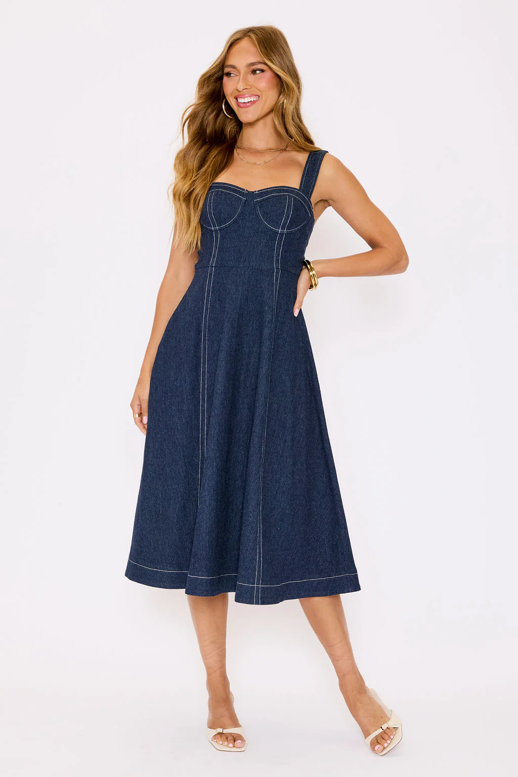 Rey Denim Midi Dress - Image 6